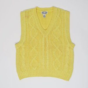 Vintage 70s Parrinello Yellow Cable Knit Sweater Vest